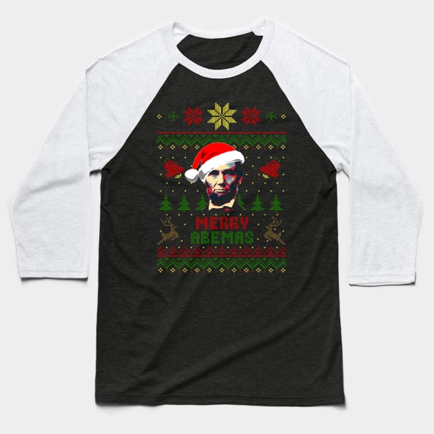 Abraham Lincoln Merry Abemas Baseball T-Shirt by Nerd_art